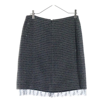 Chanel Coco Mark Tweed Sheer Embellished Tight Skirt Black/white 03A P22357v1314