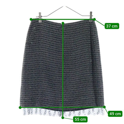 Chanel Coco Mark Tweed Sheer Embellished Tight Skirt Black/white 03A P22357v1314