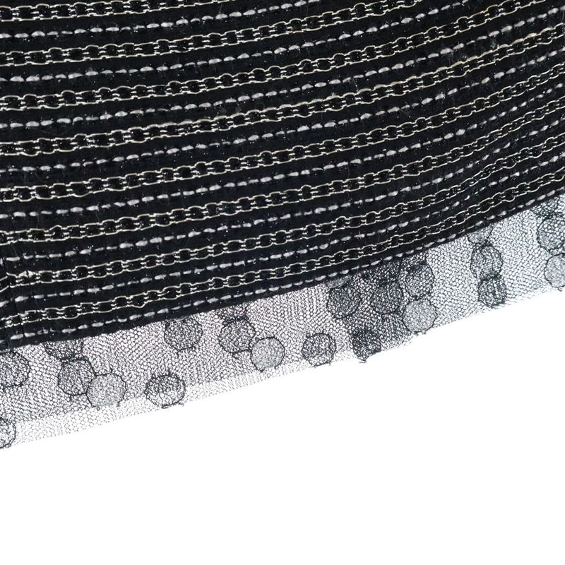 Chanel Coco Mark Tweed Sheer Embellished Tight Skirt Black/white 03A P22357v1314