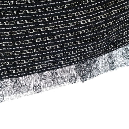 Chanel Coco Mark Tweed Sheer Embellished Tight Skirt Black/white 03A P22357v1314