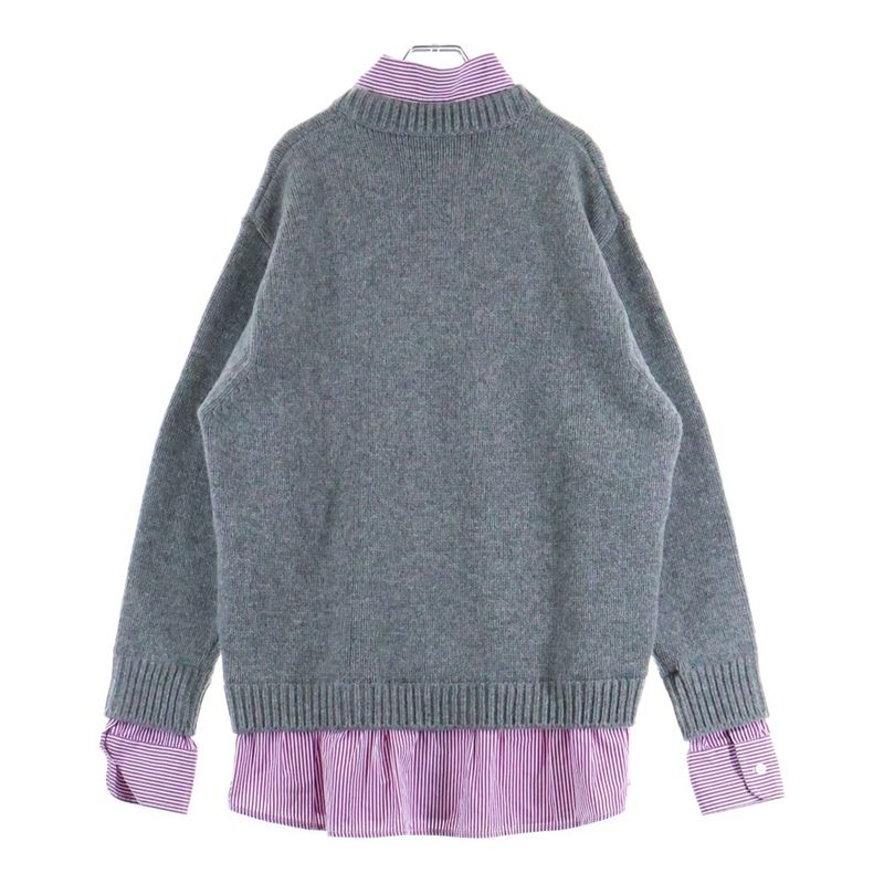 Balenciaga Layered Shirt V-neck Sweater Shirt Layered V-neck Knit Sweater Grey