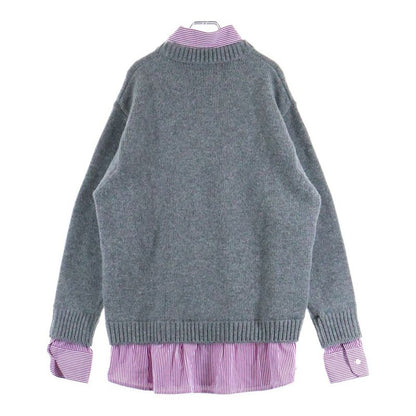 Balenciaga Layered Shirt V-neck Sweater Shirt Layered V-neck Knit Sweater Grey