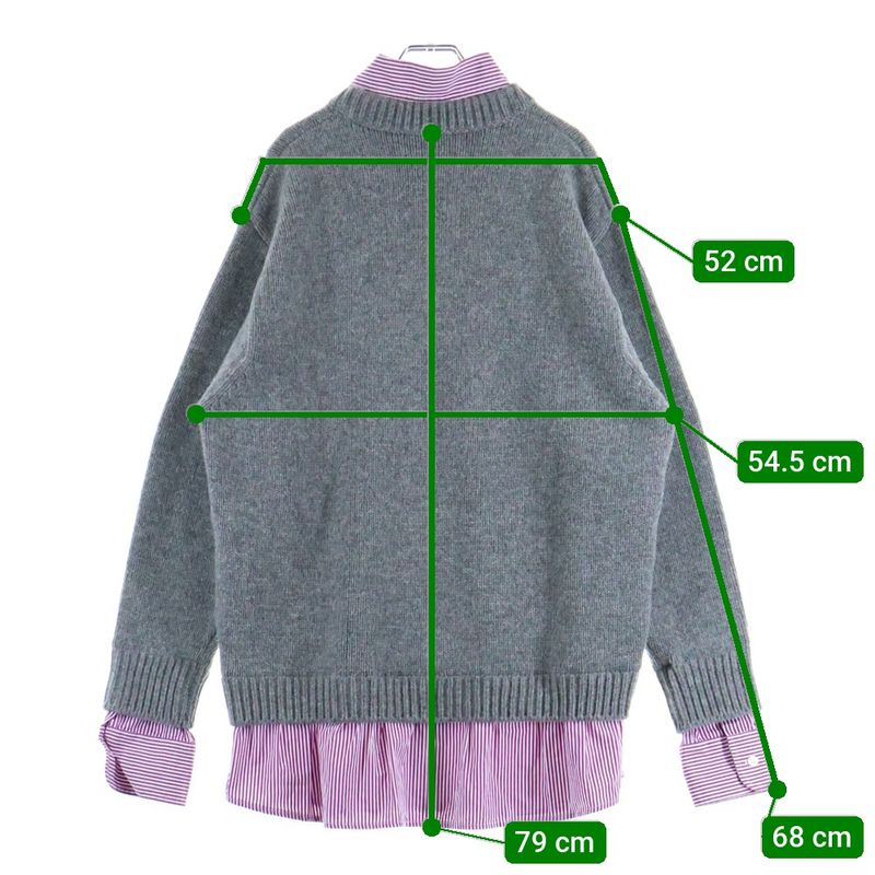 Balenciaga Layered Shirt V-neck Sweater Shirt Layered V-neck Knit Sweater Grey