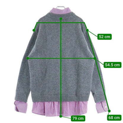 Balenciaga Layered Shirt V-neck Sweater Shirt Layered V-neck Knit Sweater Grey