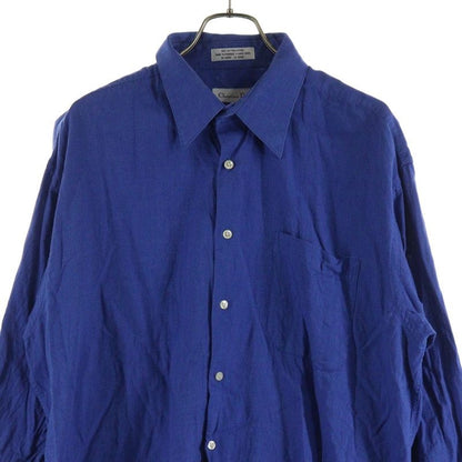 Christian Dior Open Collar Cotton Long Sleeve Open Collar Shirt Blue