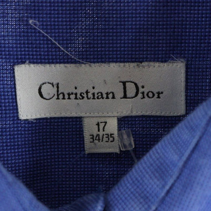 Christian Dior Open Collar Cotton Long Sleeve Open Collar Shirt Blue