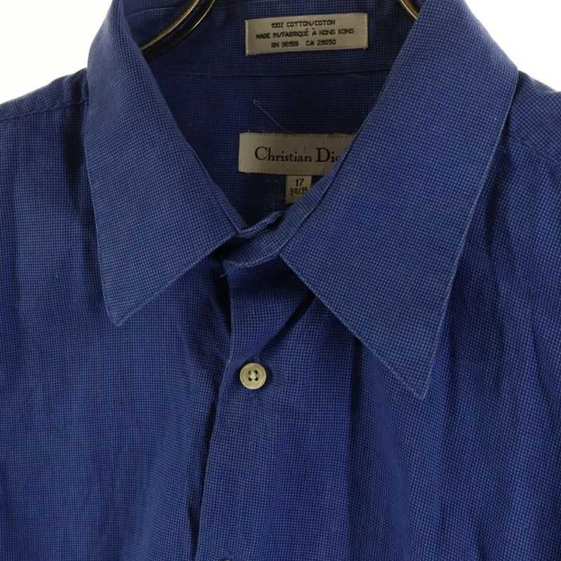 Christian Dior Open Collar Cotton Long Sleeve Open Collar Shirt Blue