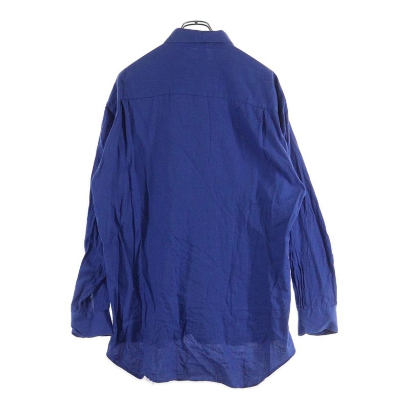 Christian Dior Open Collar Cotton Long Sleeve Open Collar Shirt Blue