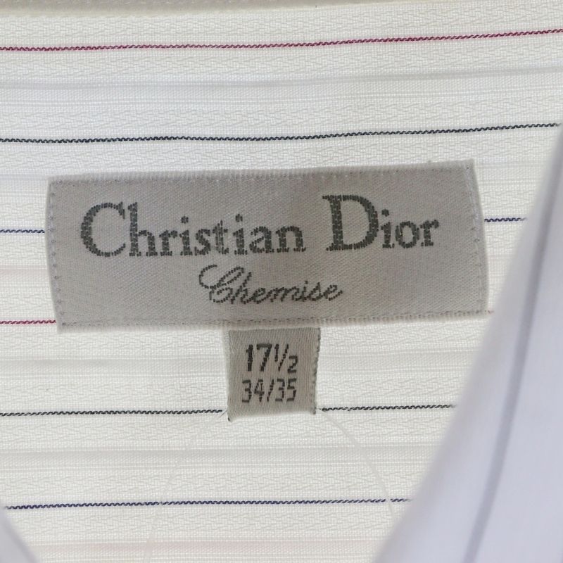 Christian Dior Striped Cotton Long Sleeve Shirt White