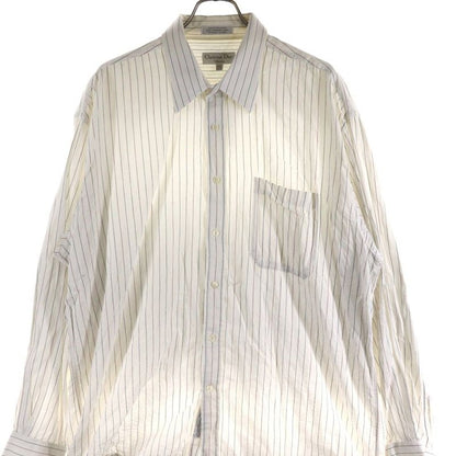 Christian Dior Striped Cotton Long Sleeve Shirt White