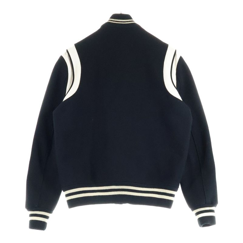 Saint Laurent Paris 14AW Teddy Jacket Leather Trim Stajan Blouson White/black