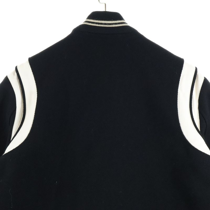 Saint Laurent Paris 14AW Teddy Jacket Leather Trim Stajan Blouson White/black