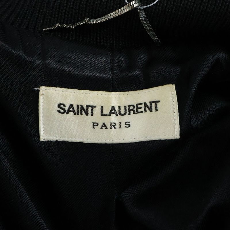 Saint Laurent Paris 14AW Teddy Jacket Leather Trim Stajan Blouson White/black
