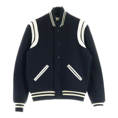 Saint Laurent Paris 14AW Teddy Jacket Leather Trim Stajan Blouson White/black