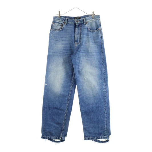 Balenciaga 23SS Loose FIT Jeans 736540 Tbp48 Loose Fit Hem Damaged Denim Pants