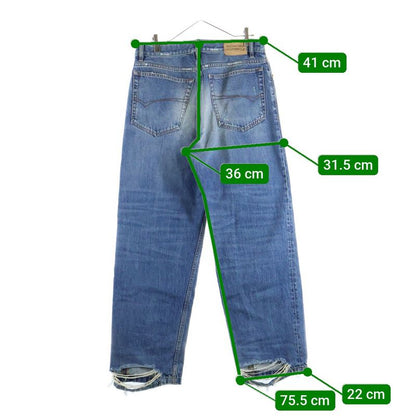 Balenciaga 23SS Loose FIT Jeans 736540 Tbp48 Loose Fit Hem Damaged Denim Pants