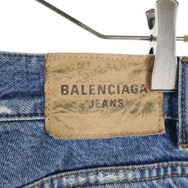 Balenciaga 23SS Loose FIT Jeans 736540 Tbp48 Loose Fit Hem Damaged Denim Pants
