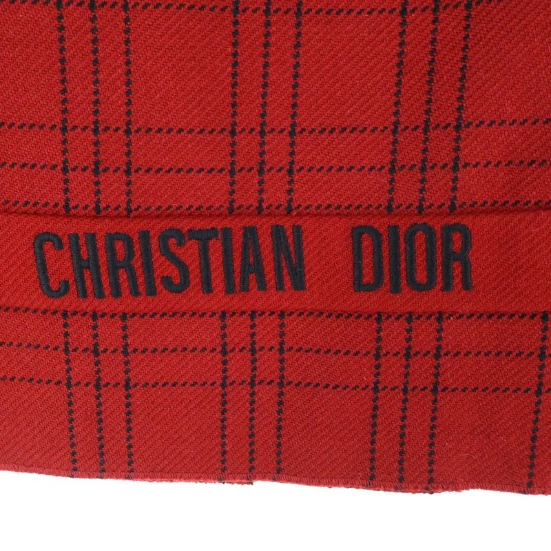 Christian Dior Logo Embroidery Check Allover Leather Belt Wool Pleated Medium
