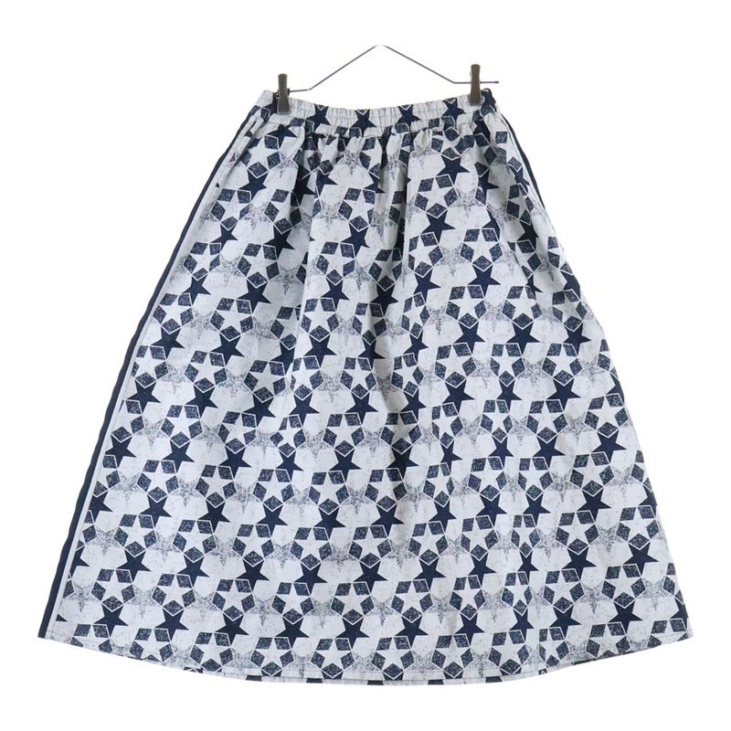 DIOR Side Logo Jacquard Star Allover Long Skirt Navy/white Women 217j24a2977