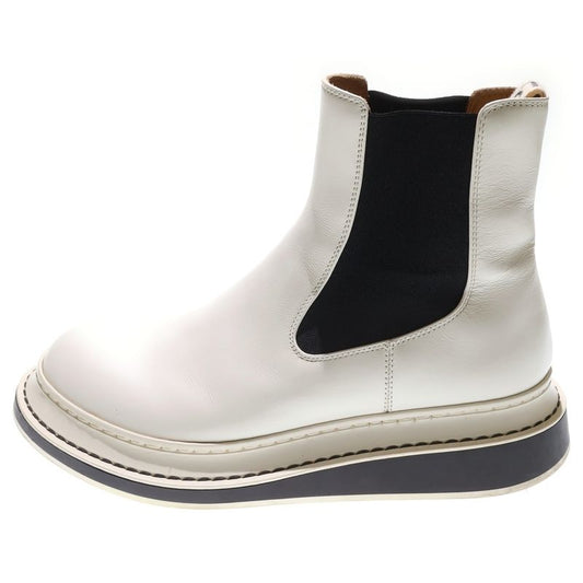 Loewe Terra Side Gore Bicolor Leather Chelsea High Cut Short Boots White/black