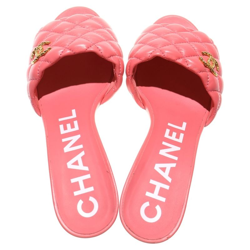 Chanel Matelasse Coco Mark Mules Pink G38820 X0100 0n311
