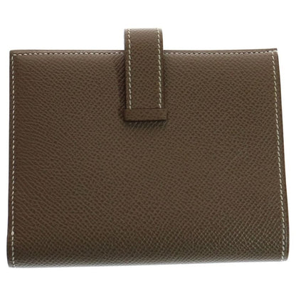 Hermes Bearn Compact Epson Leather Compact Wallet Fold Wallet Etoupe Beige