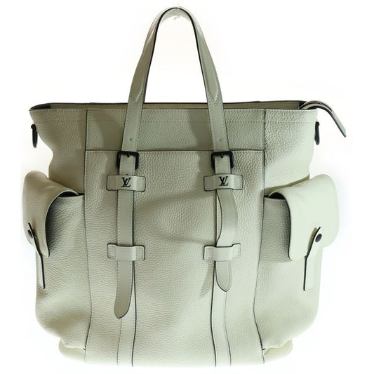 Louis Vuitton Taurillon Christopher Leather Shoulder Tote Bag White M58477 RFID