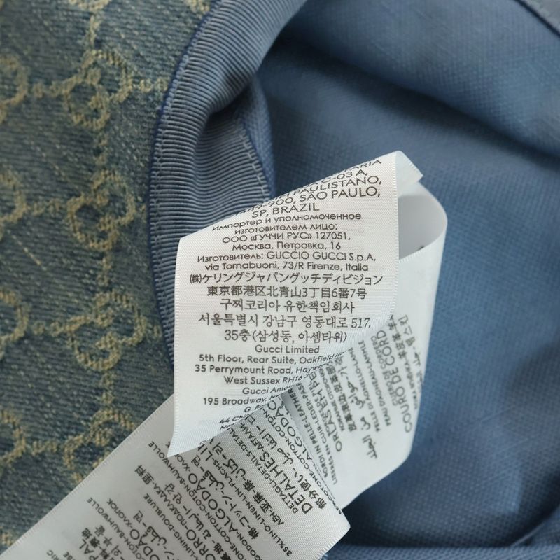 Gucci GG Logo Horsebit Denim Bucket Hat Indigo Hat 836220 3hbcy