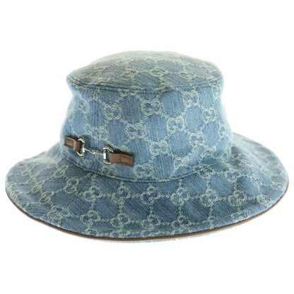 Gucci GG Logo Horsebit Denim Bucket Hat Indigo Hat 836220 3hbcy