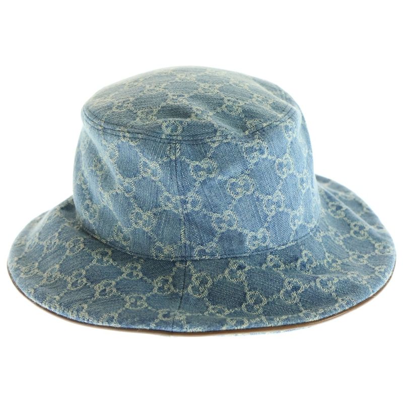 Gucci GG Logo Horsebit Denim Bucket Hat Indigo Hat 836220 3hbcy