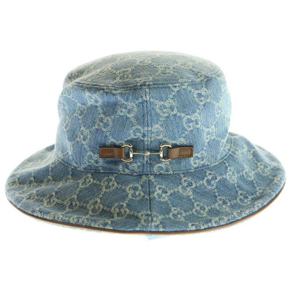 Gucci GG Logo Horsebit Denim Bucket Hat Indigo Hat 836220 3hbcy