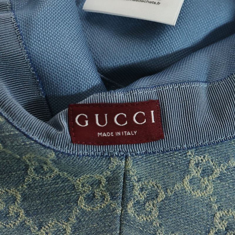 Gucci GG Logo Horsebit Denim Bucket Hat Indigo Hat 836220 3hbcy