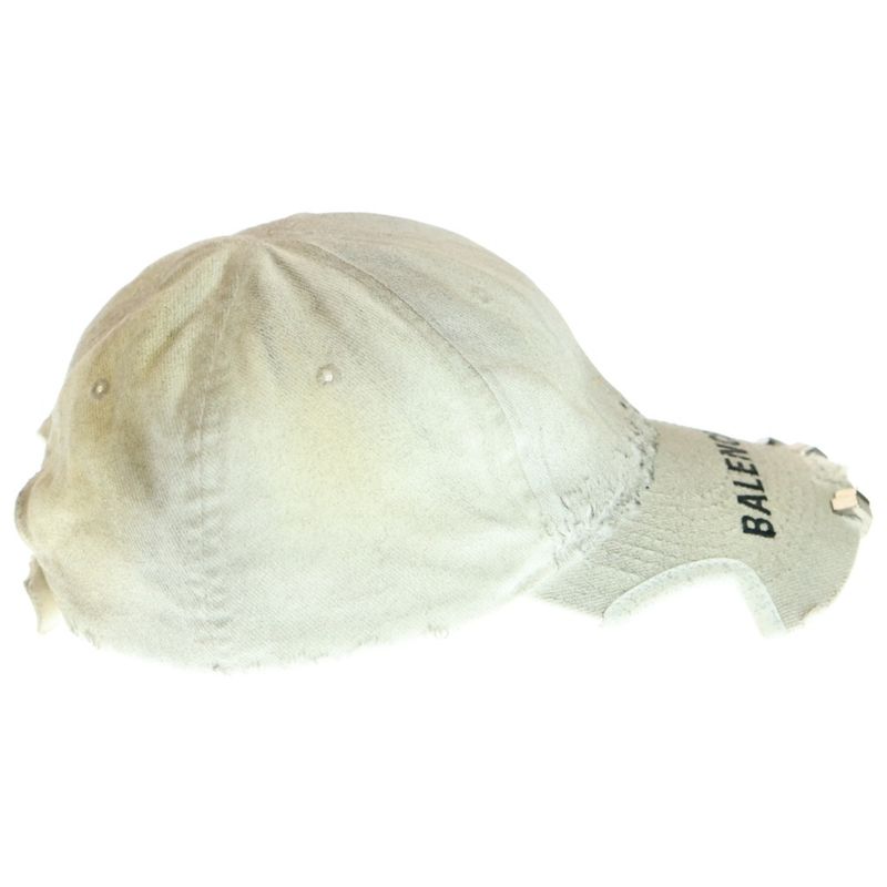 Balenciaga Logo Embroidered Dirt Finished Cap With Metal Parts Grey 766859 410b2