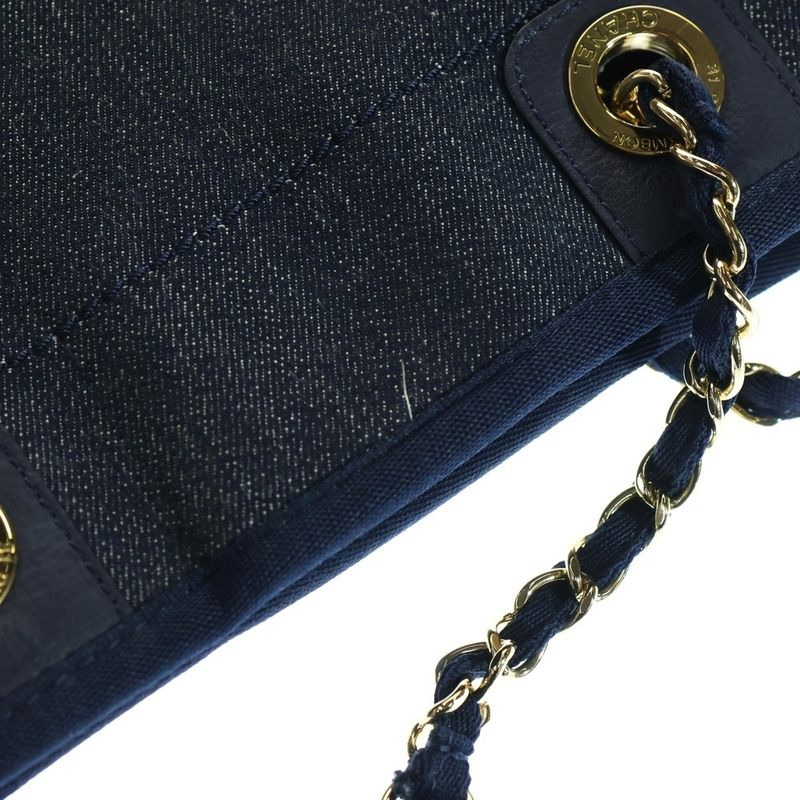 Chanel Deauville PM Denim Hand Tote Bag Indigo A66939