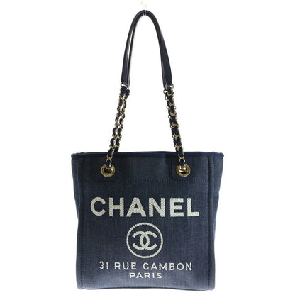 Chanel Deauville PM Denim Hand Tote Bag Indigo A66939