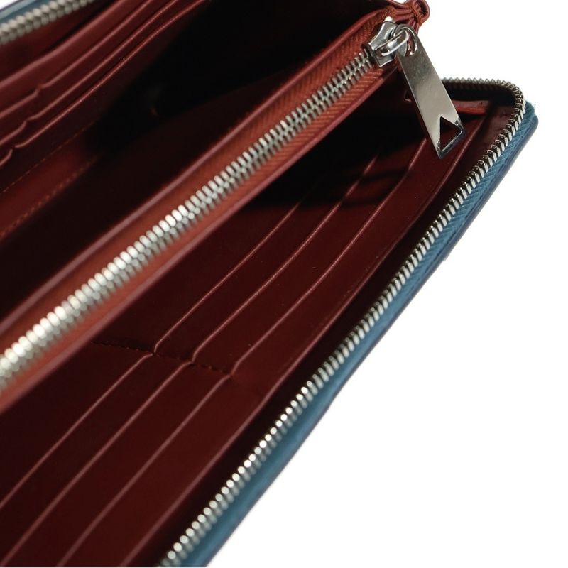 Bottega Veneta Cassette Zip-around Long Wallet Navy