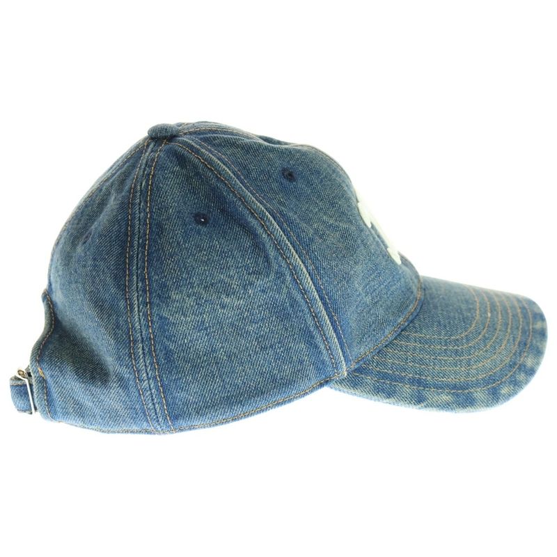 Celine Triomphe Patch Cotton Denim 6 Panel Logo Embroidered Baseball Cap Hat