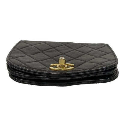 Chanel Waist Pouch Matelasse Black Flap Bag/coco Mark/gold Hardware Lambskin