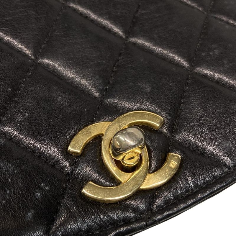 Chanel Waist Pouch Matelasse Black Flap Bag/coco Mark/gold Hardware Lambskin