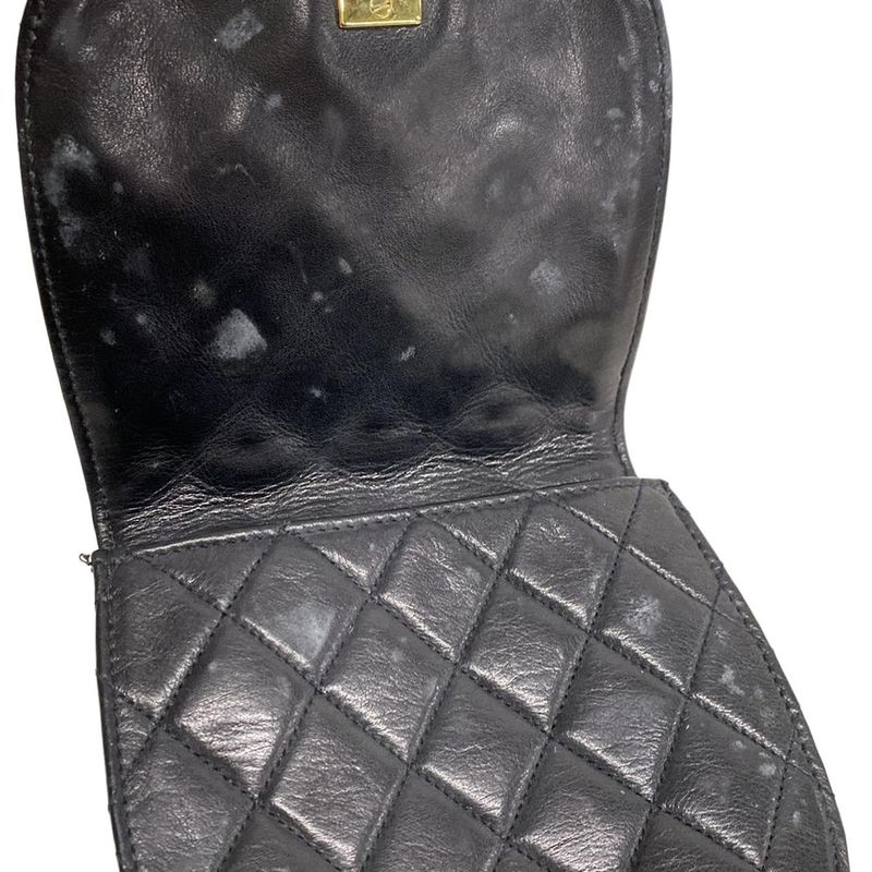 Chanel Waist Pouch Matelasse Black Flap Bag/coco Mark/gold Hardware Lambskin