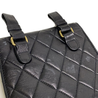 Chanel Waist Pouch Matelasse Black Flap Bag/coco Mark/gold Hardware Lambskin