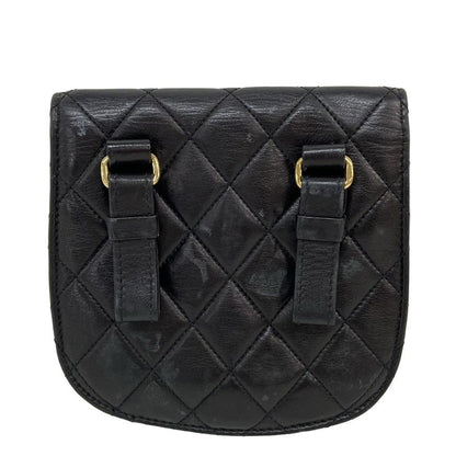 Chanel Waist Pouch Matelasse Black Flap Bag/coco Mark/gold Hardware Lambskin