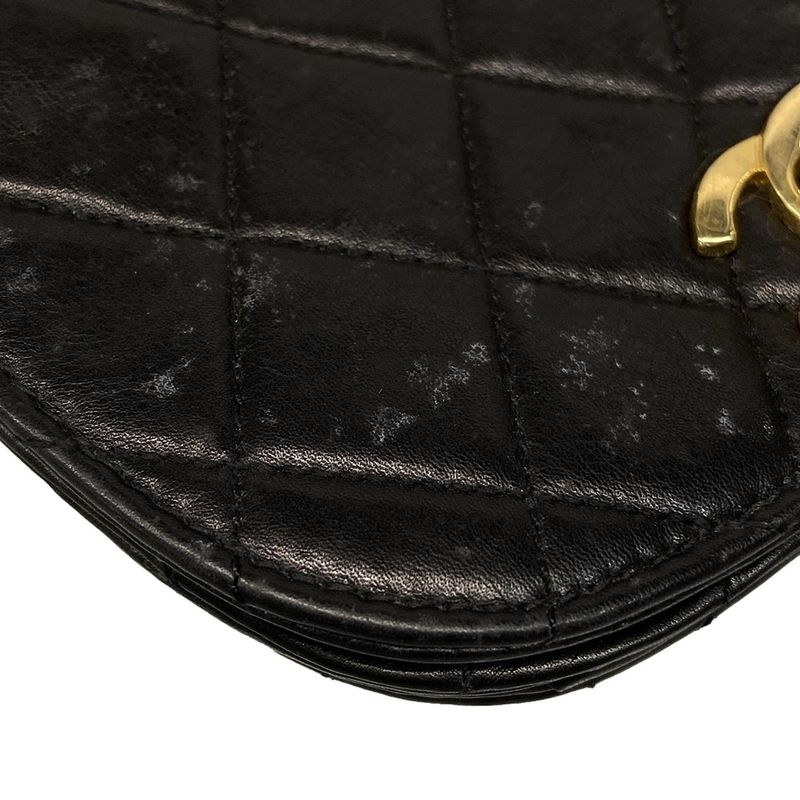 Chanel Waist Pouch Matelasse Black Flap Bag/coco Mark/gold Hardware Lambskin
