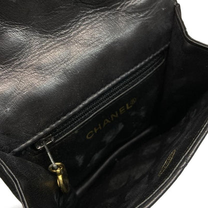 Chanel Waist Pouch Matelasse Black Flap Bag/coco Mark/gold Hardware Lambskin