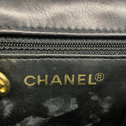 Chanel Waist Pouch Matelasse Black Flap Bag/coco Mark/gold Hardware Lambskin