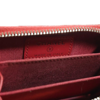 Chanel Matelasse Caviar Skins Round Zip Leather Coin Case Card Case Red 21 Units
