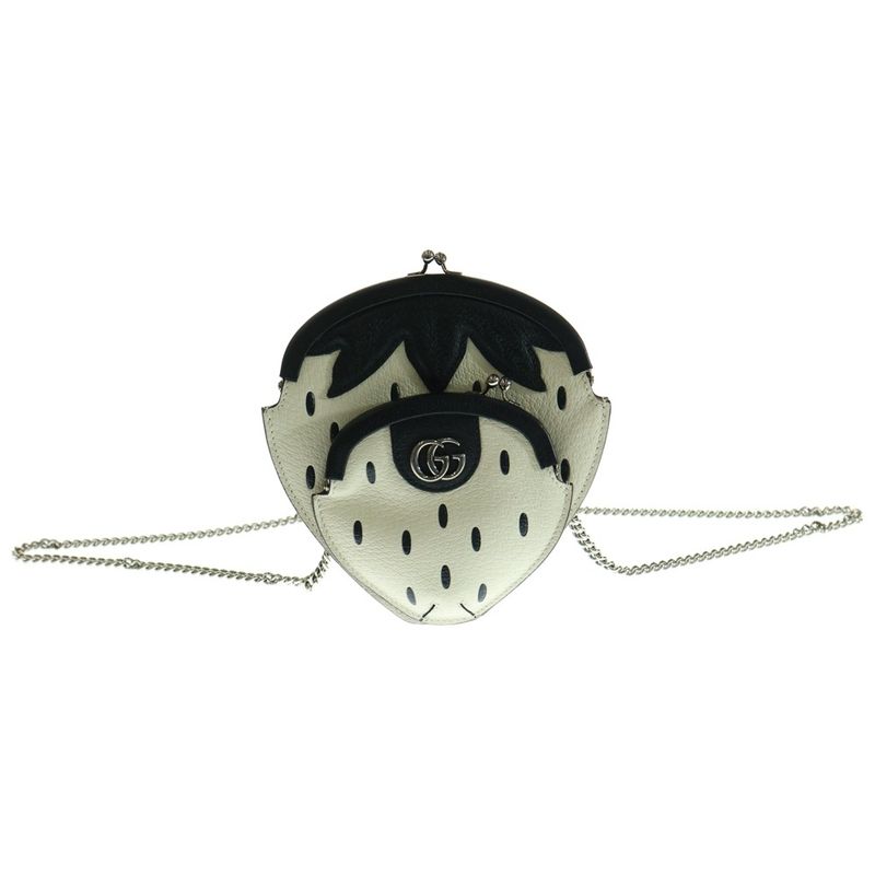 Gucci Strawberry Pochette Chain Shoulder Bag Women White/black 719725