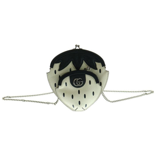 Gucci Strawberry Pochette Chain Shoulder Bag Women White/black 719725