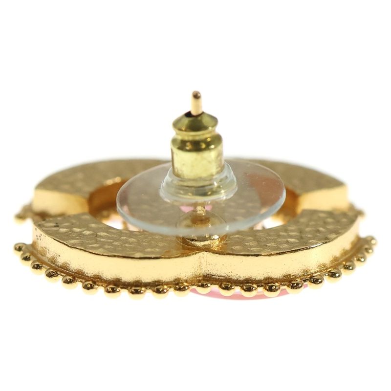 Chanel Coco Mark Stone Earrings Clear Pink GP D24P