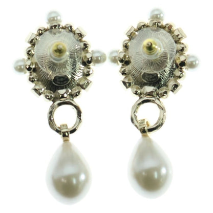 Chanel Coco Mark Faux Pearl Earrings With Rhinestones Black/gold